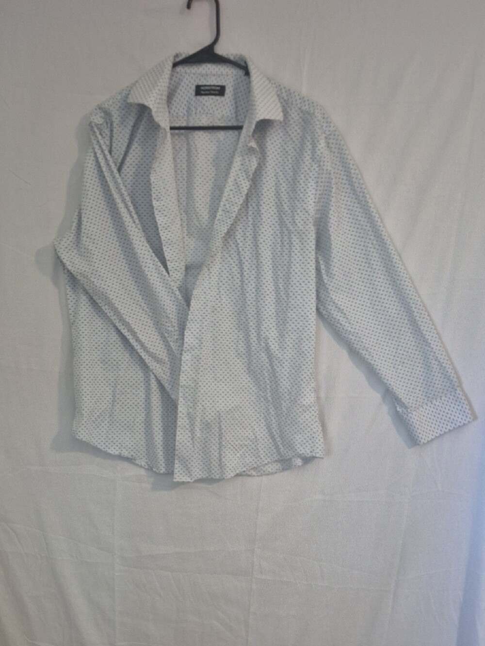 Nordstrom White Shirt with Navy Dot Texture